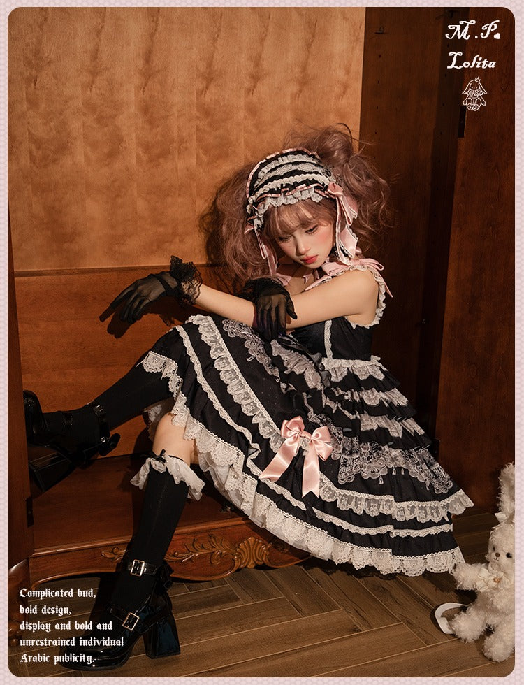 【再販・受注予約12/23まで】Lace Figure ティアードジャンパースカート