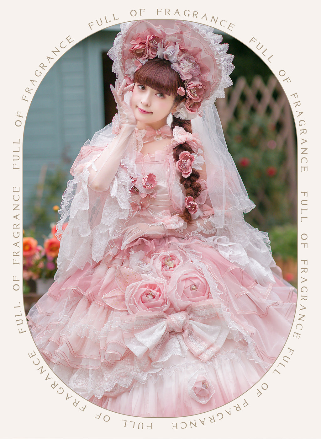 [Pre-orders available until 2/26] Full of Fragrance Dress with Train and Inner Skirt - Pink