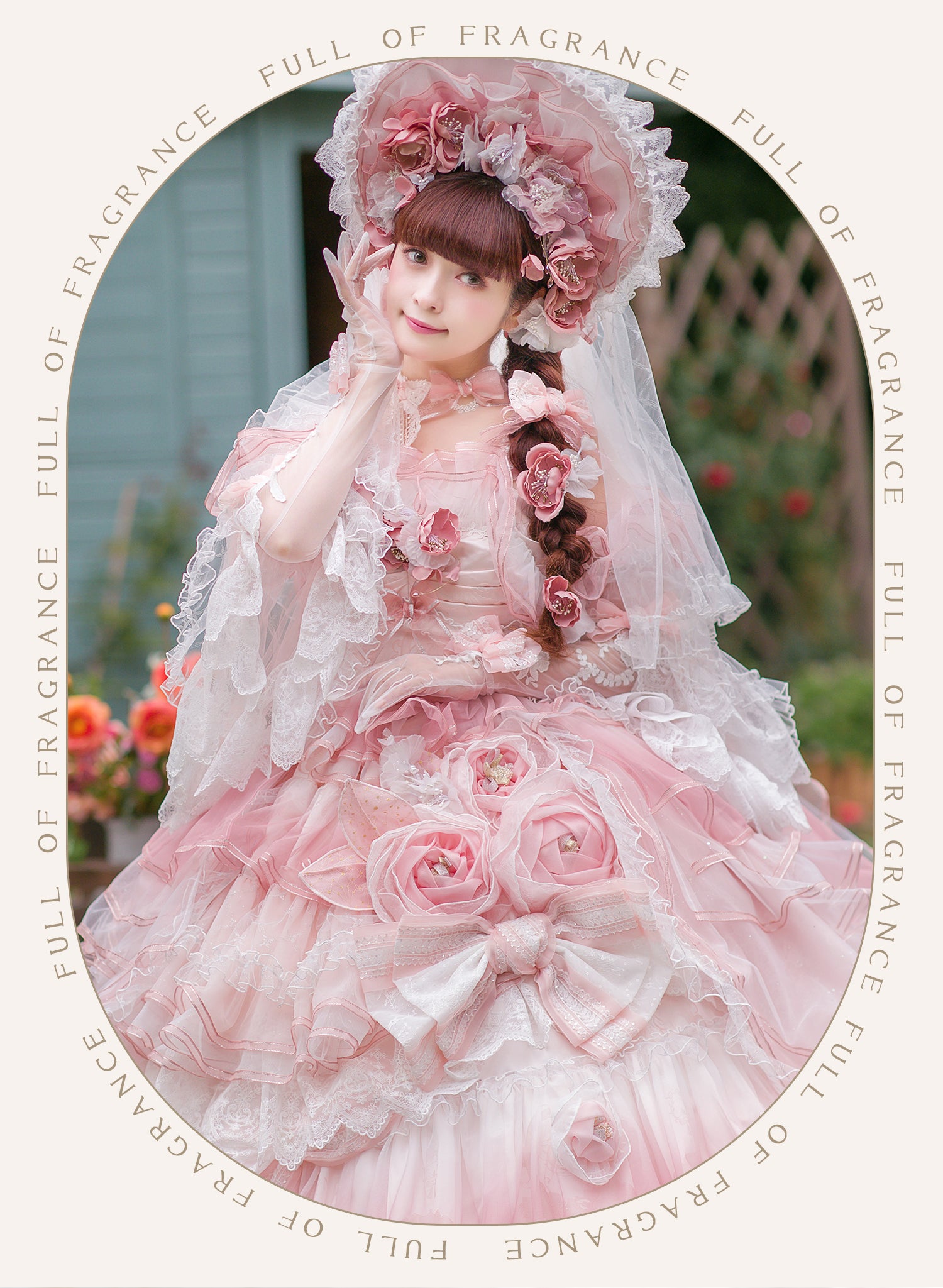 [Pre-orders available until 2/26] Full of Fragrance Dress with Train and Inner Skirt - Pink