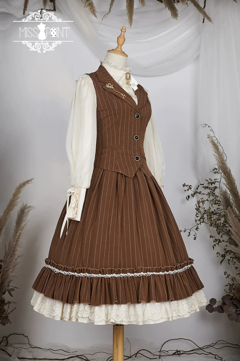 [Pre-order] British Classical Lolita Vertical Striped High Waist Skirt