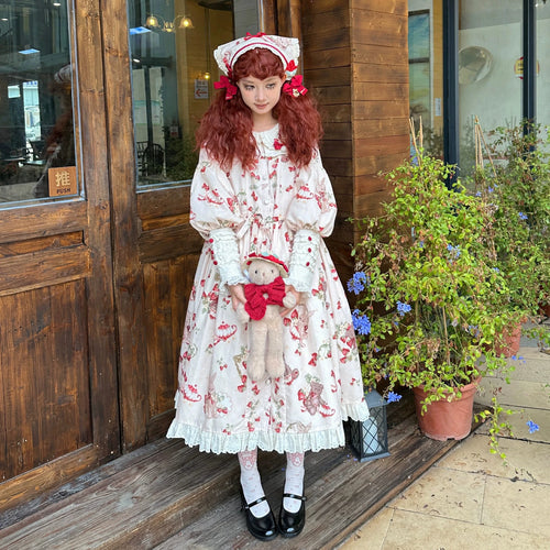 Bunny Bear Bunny long-sleeved one-piece dress with bunny ears, long length