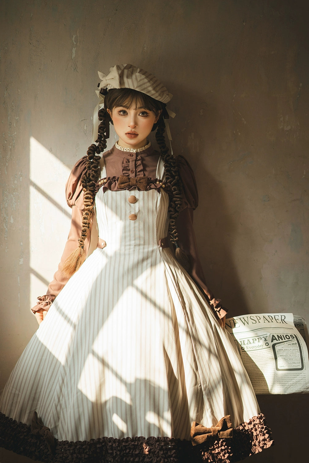 【予約販売】Classic Chocolat Stripe リボンタイブラウス