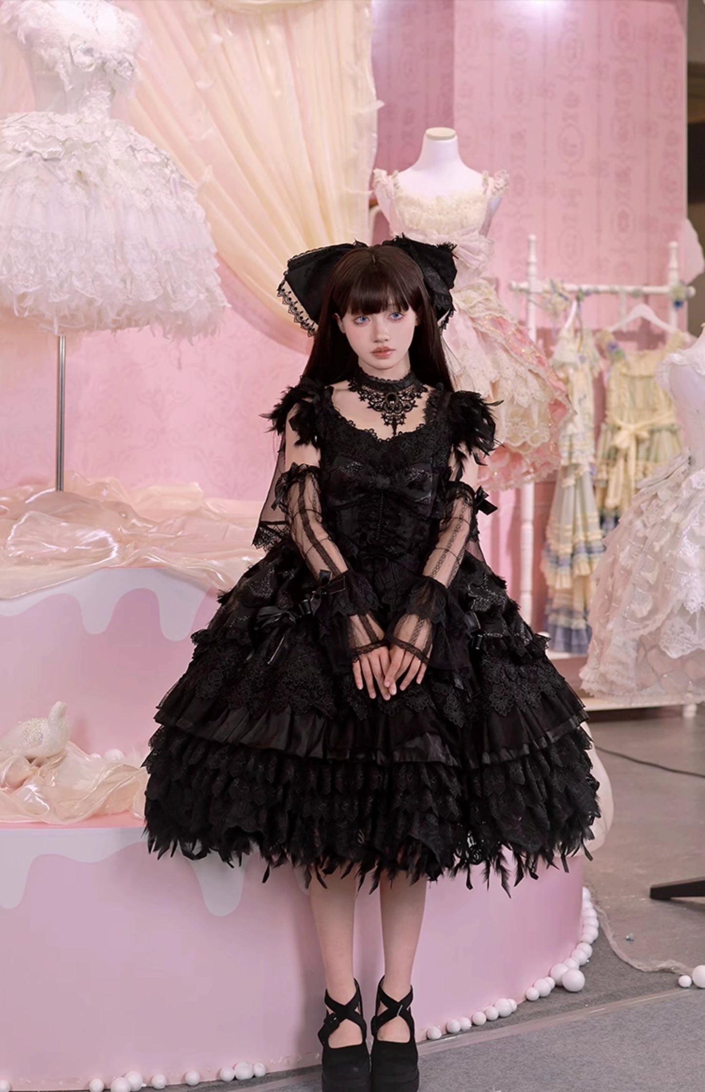 【受注予約6/18まで】Peacock Feather プリンセスドレス・ブラック