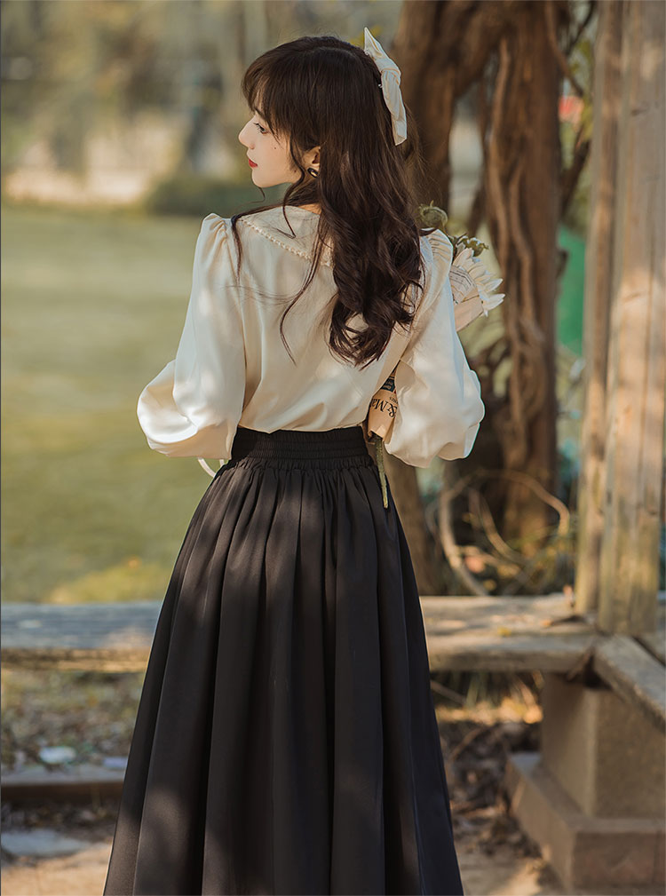 Lady-style retro classical setup [Long sleeve type] Total 5 colors