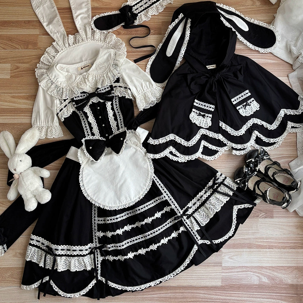 【受注予約6/12まで】Antique Petal Rabbit リボンジャンパースカート