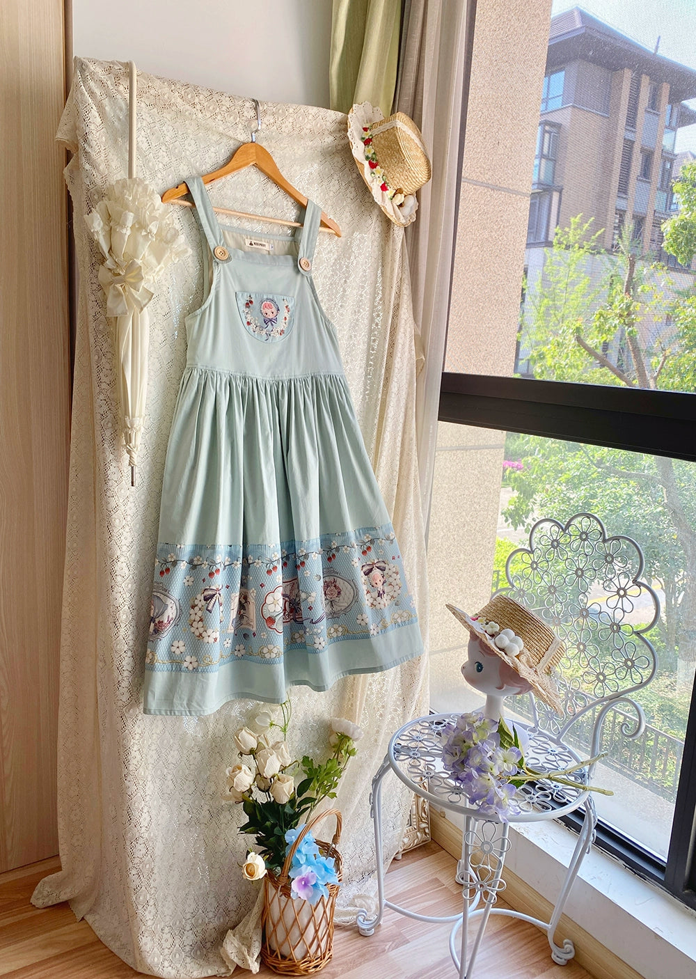 【予約販売】Sweetie Sheep プリントサスペンダースカート
