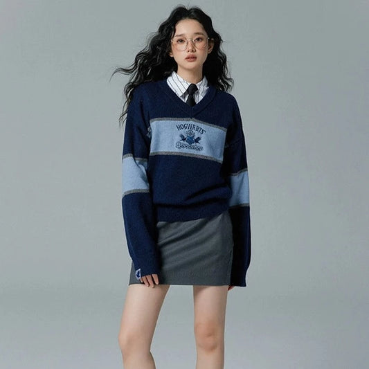 [Pre-order] Hogwarts School of Witchcraft and Wizardry V-neck blocking knit