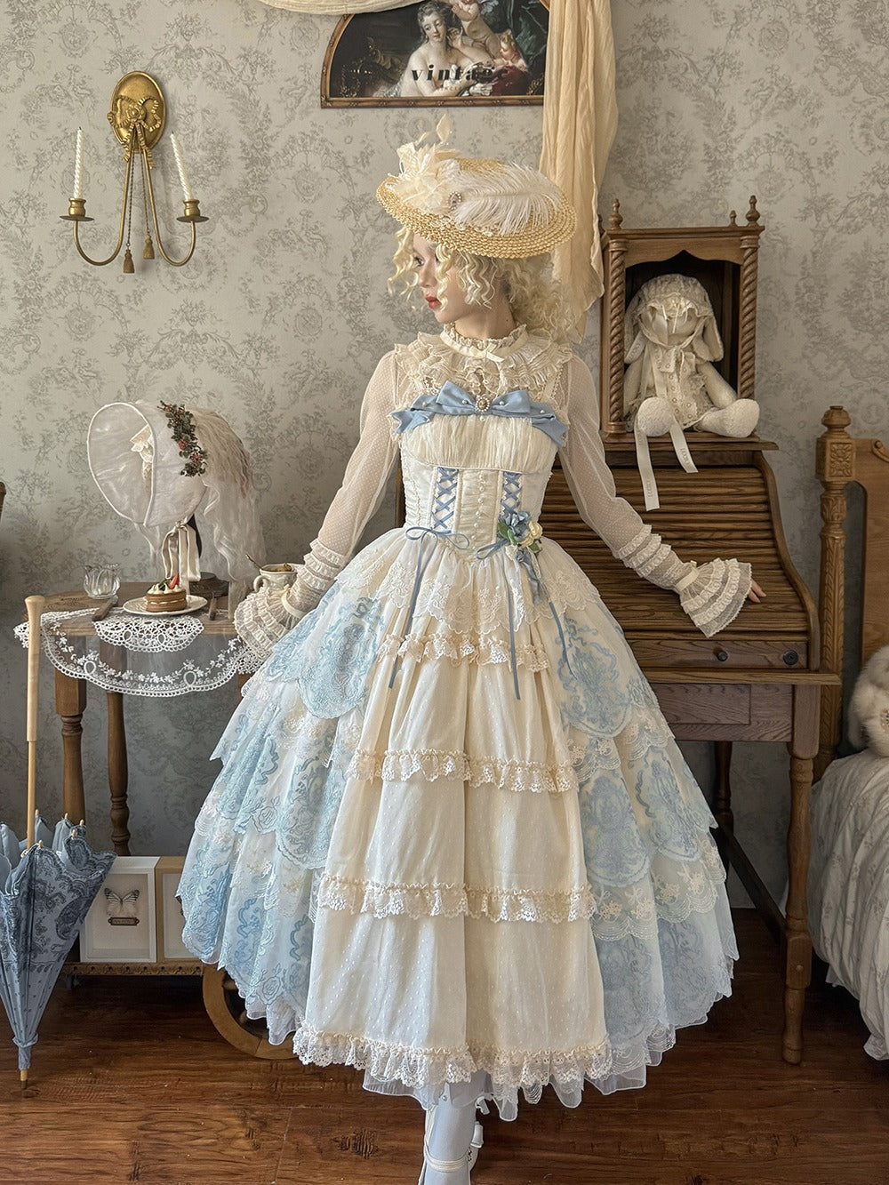 【受注予約9/25まで】Noble Garden 刺繍ジャンパースカート