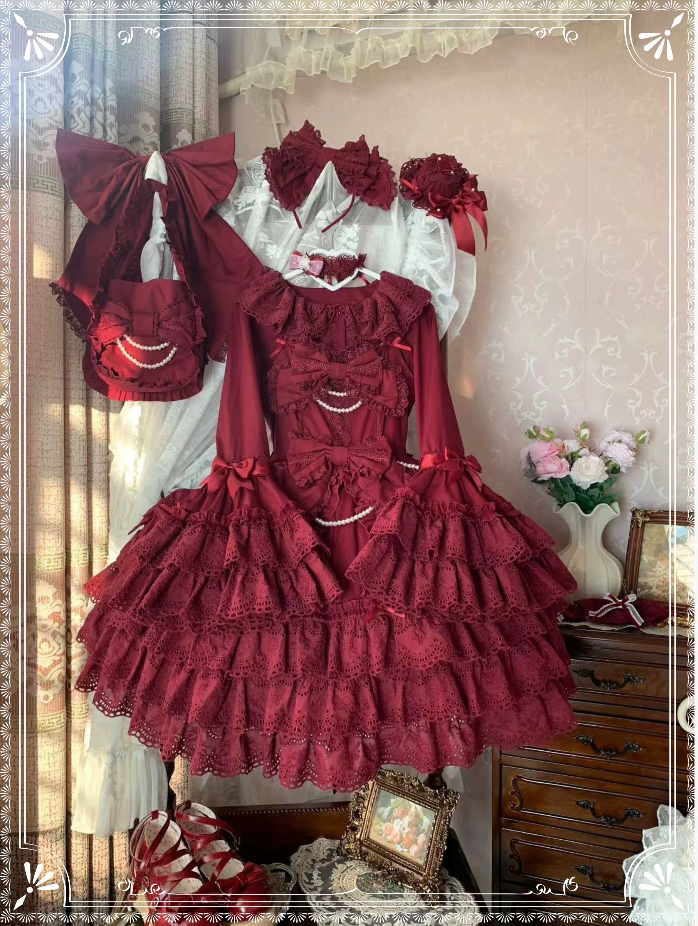[Pre-orders available until 2/16] Pure Love Heart Language Ribbon and Lace Jumper Skirt