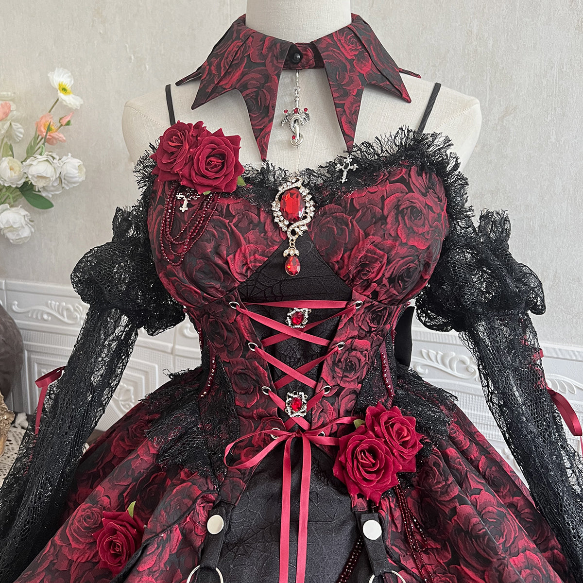 Dark Crimson Rose ゴスロリジャンパースカート