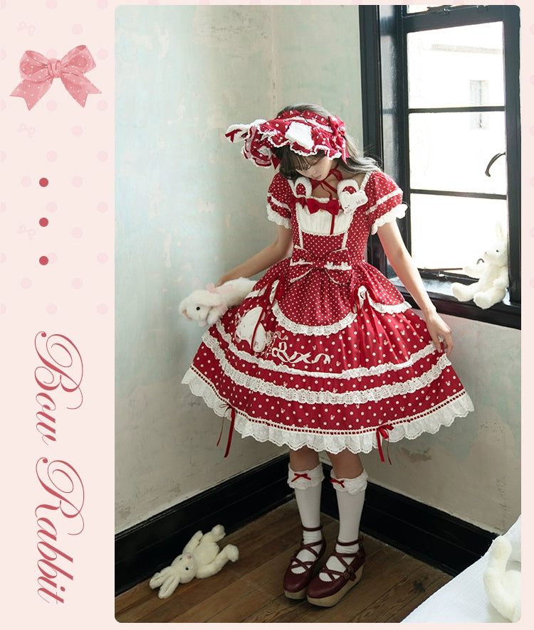 【受注予約6/11まで】Bow Rabbit 水玉ワンピース・全5色