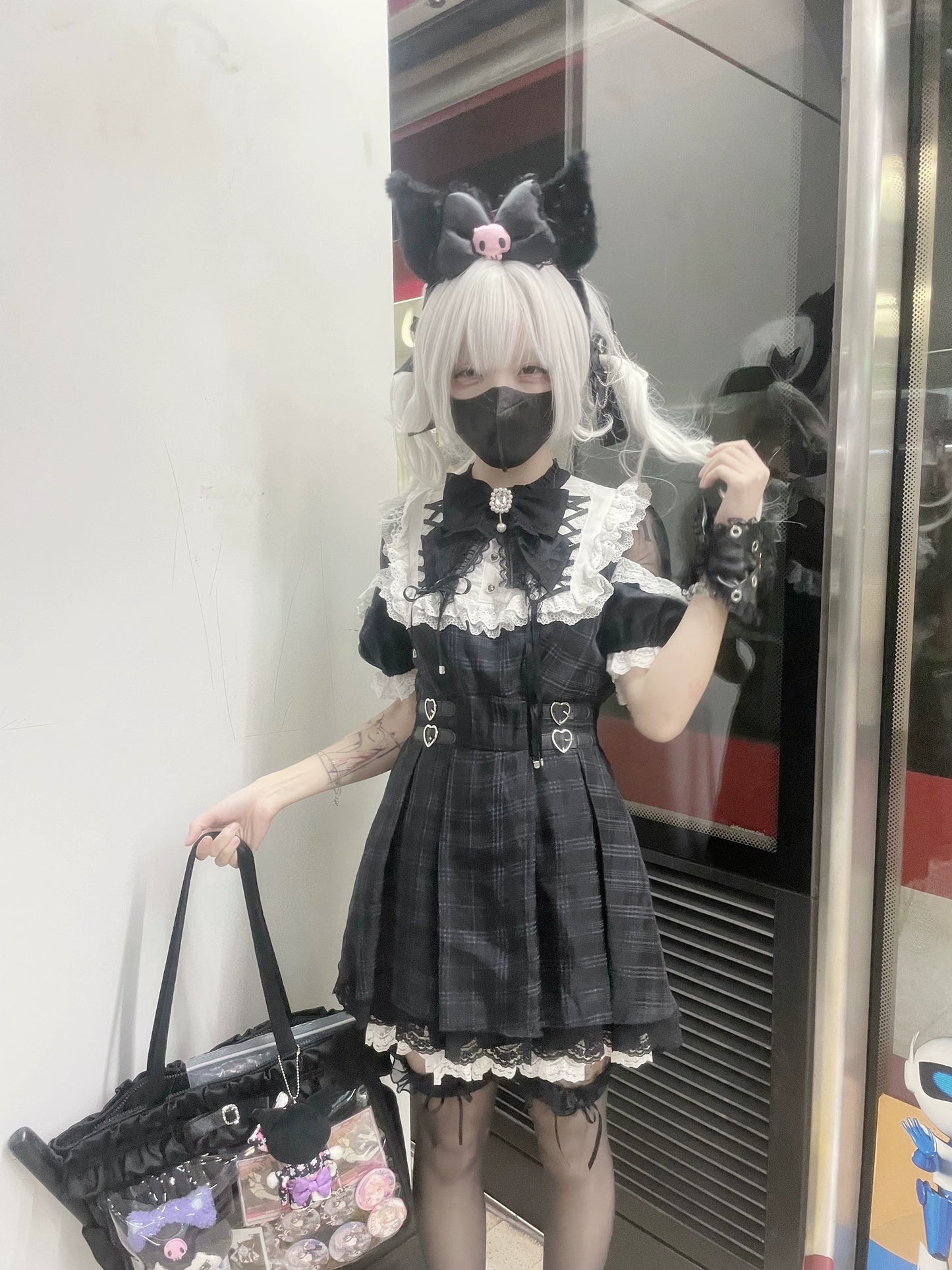 【予約販売】 Angel Heartbeat Black フリルチェックミニ丈ワンピース