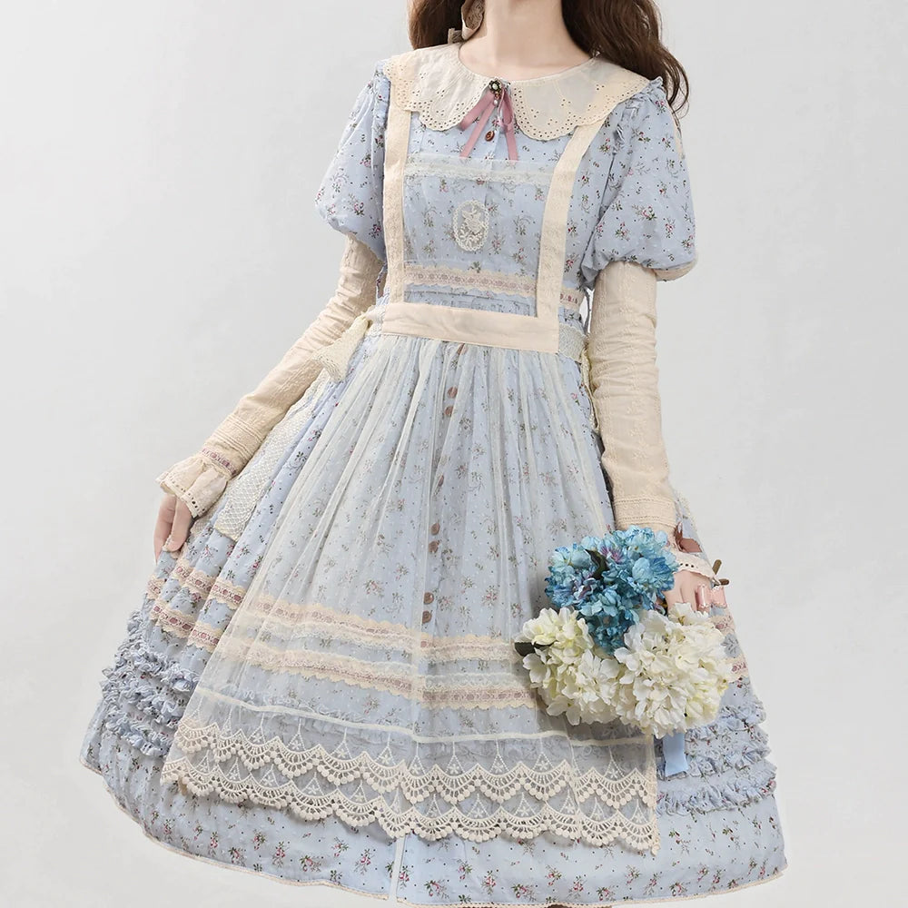 [Pre-order] Pink Flower Polka Dot Sheer Apron