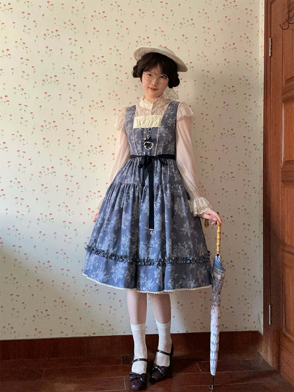 【予約販売】Sketch Wild Rose ジャンパースカート プリントタイプ