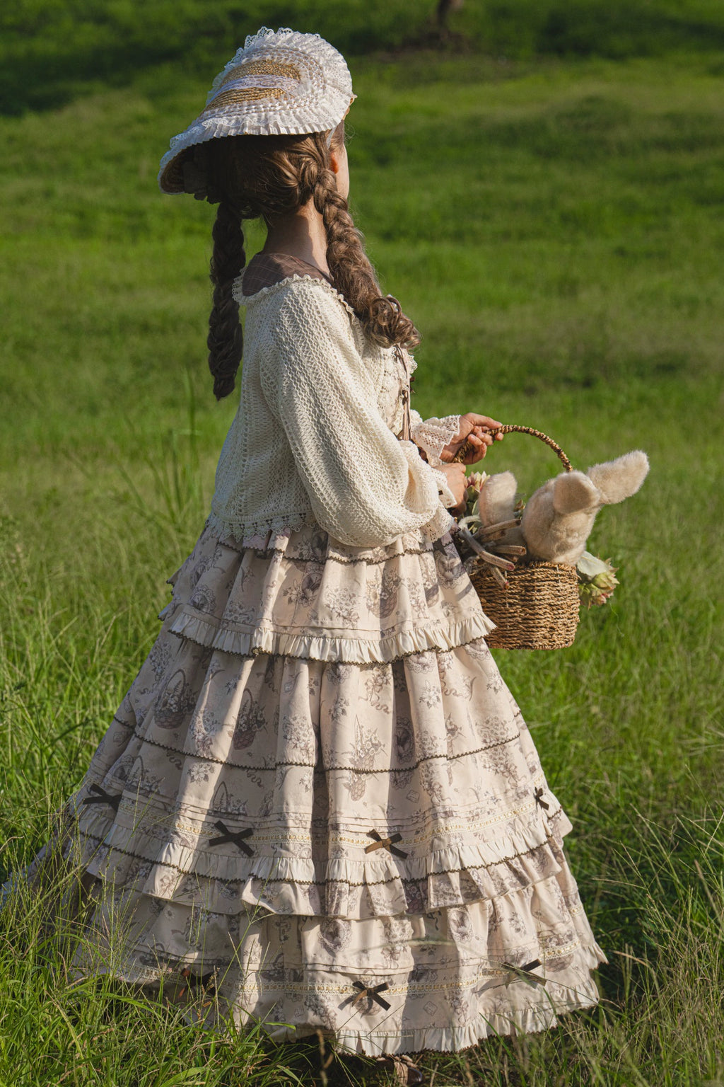 Flower Basket Country style jumper skirt and cardigan