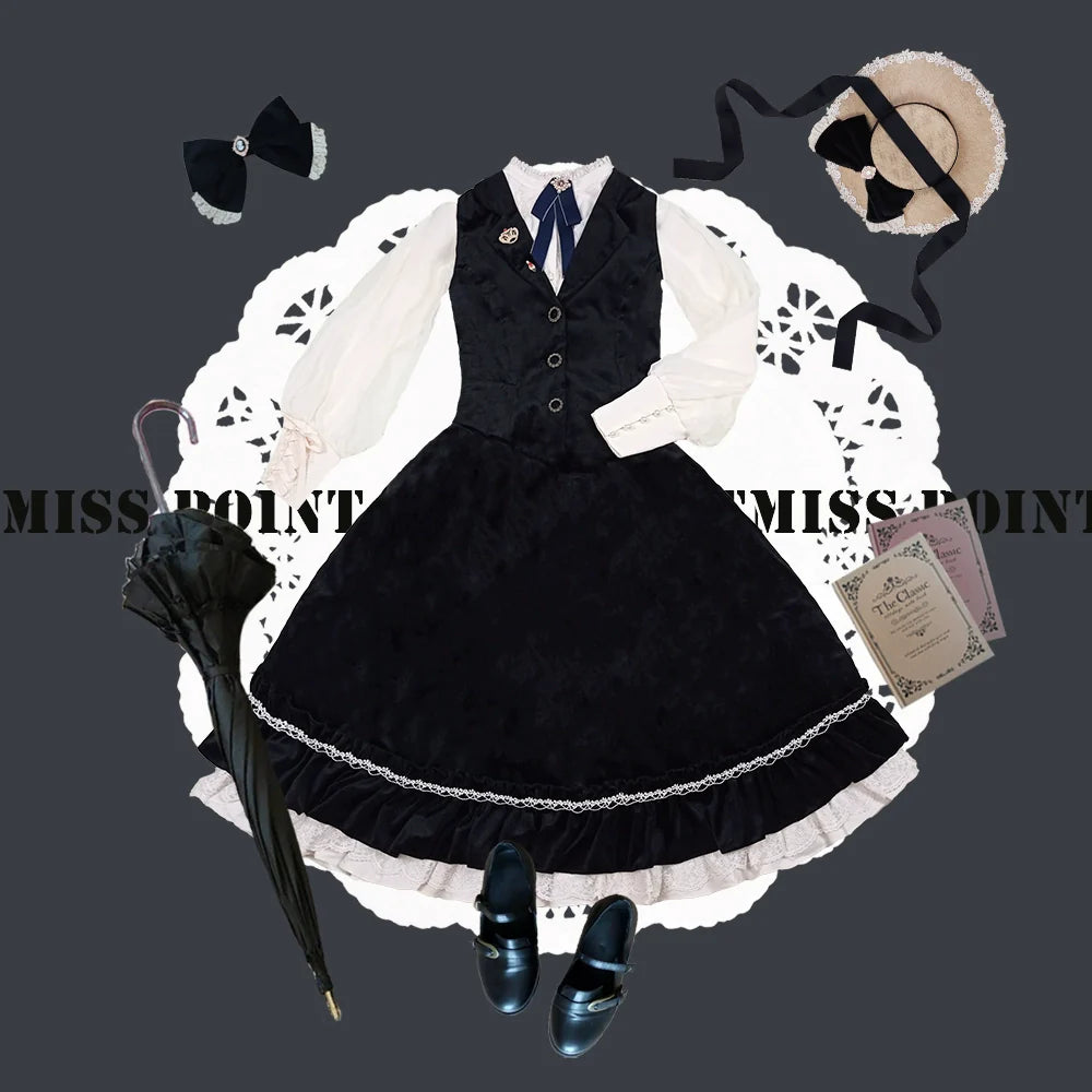 [Pre-order] British Classical Lolita Velvet High Waist Skirt