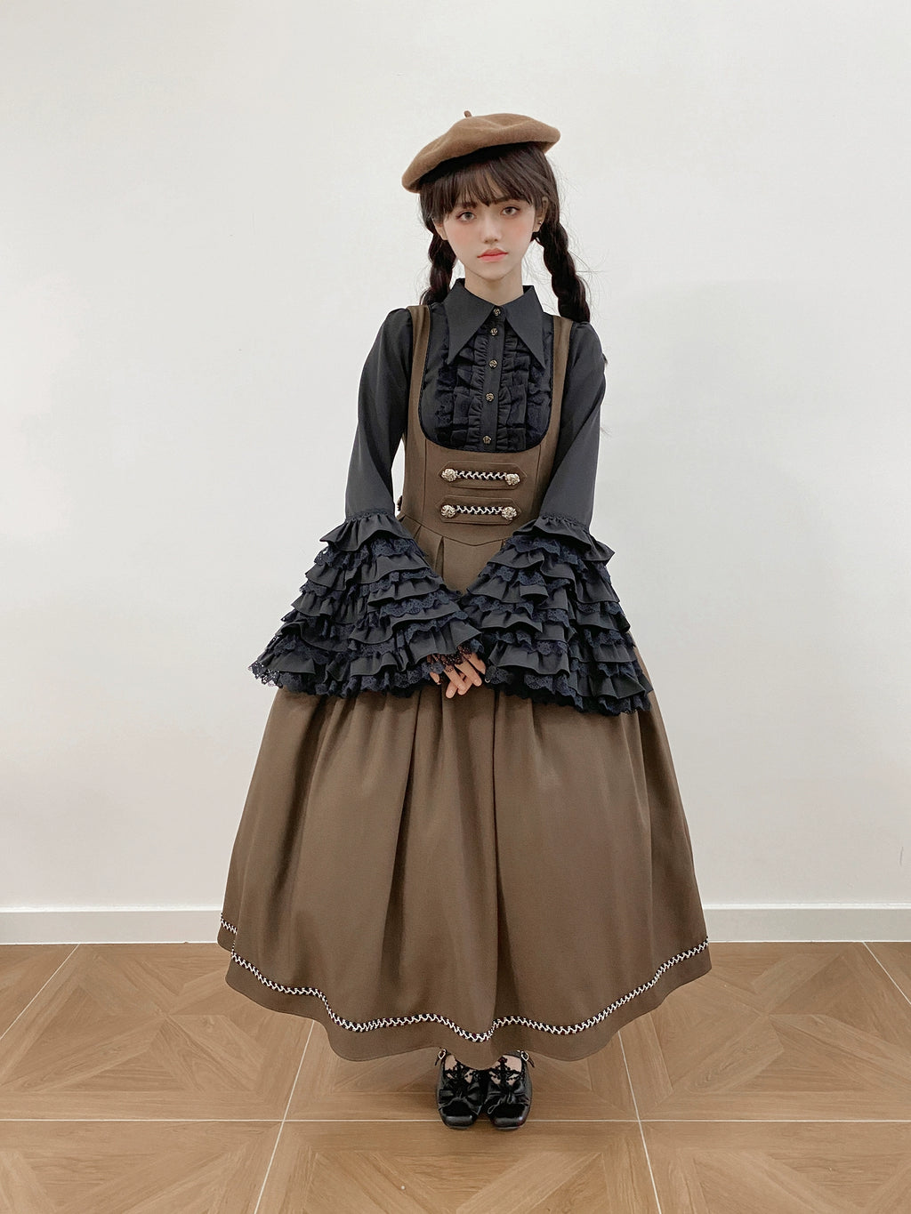 [Resale/Pre-orders available until 10/28] Bright Moon Corset Jumper Skirt, Plain Type [Brown]