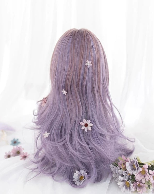 Lolita wig pink purple gradation loose curl long