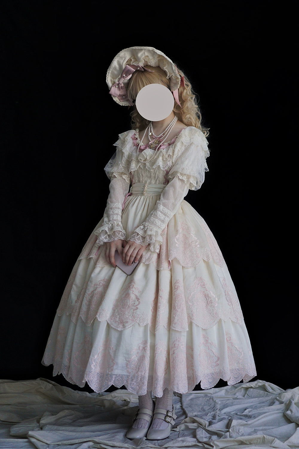 【受注予約9/25まで】Noble Garden 付け袖付き刺繍ワンピース