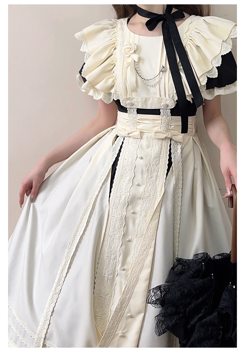 [Sale period has ended] The Sound of a Bell One-piece set with maid style sleeves/Long length