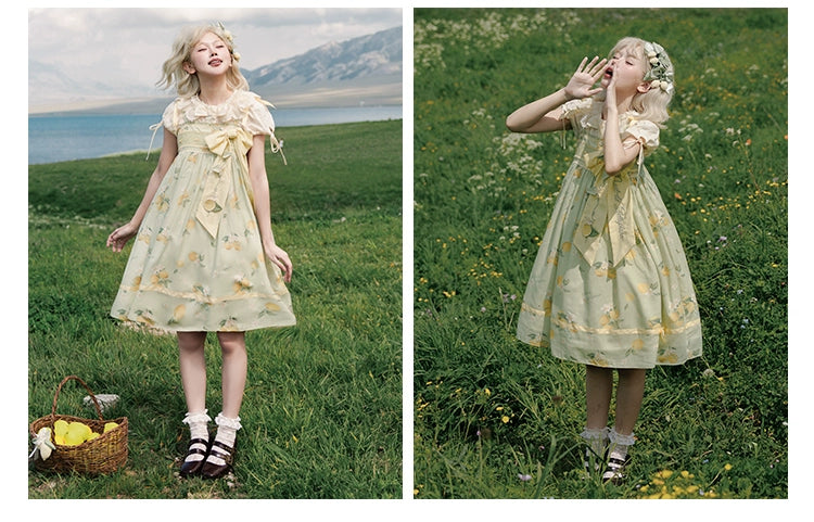 【受注予約7/16まで】Limone Town カントリー風ハイウエストジャンパースカート