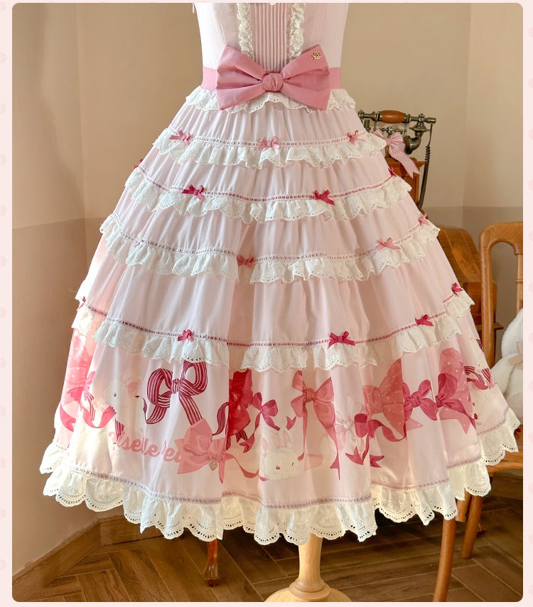 【受注予約6/11まで】Bow Rabbit ティアードジャンパースカート