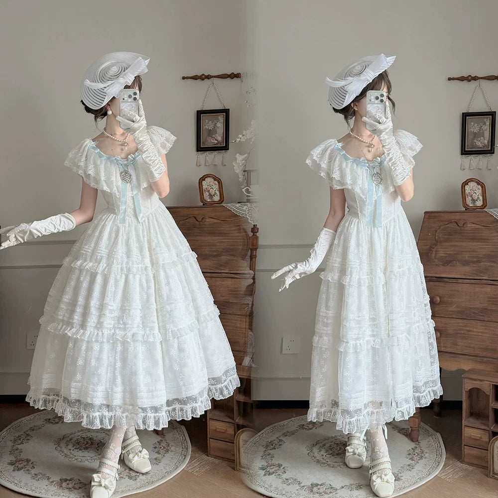 【受注予約10/13まで】Dream Lace ショールレースジャンパースカート