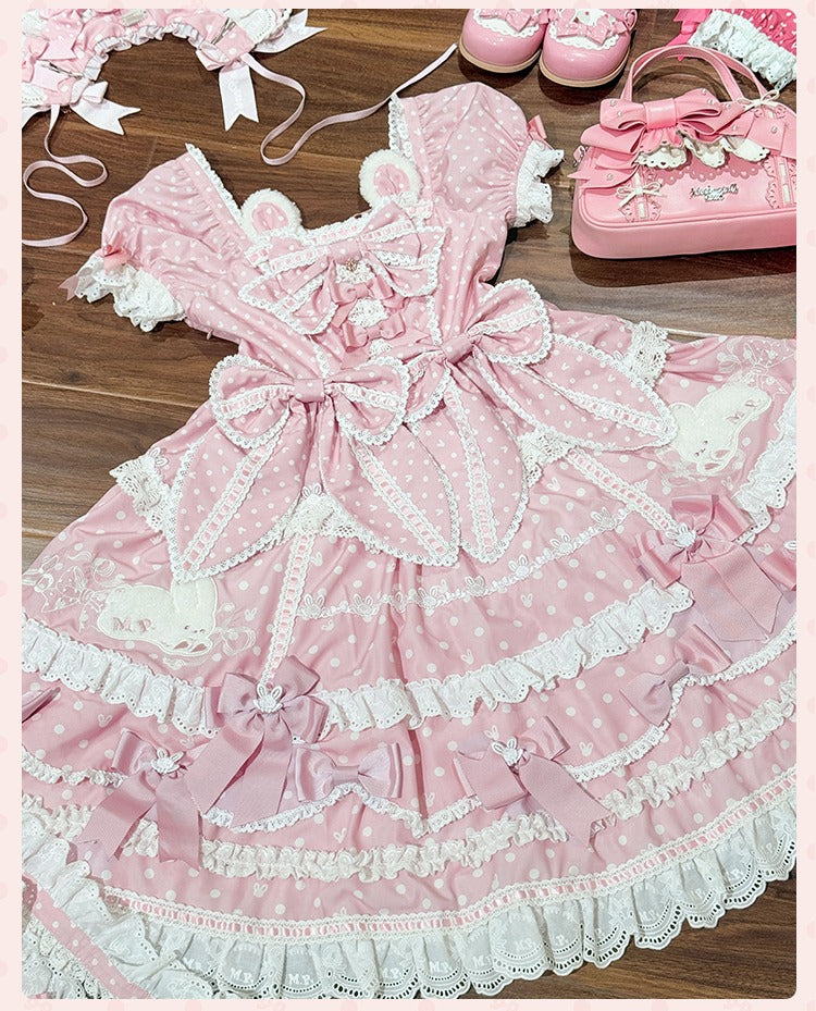 【受注予約6/11まで】Bow Rabbit 水玉ラグジュアリーワンピース