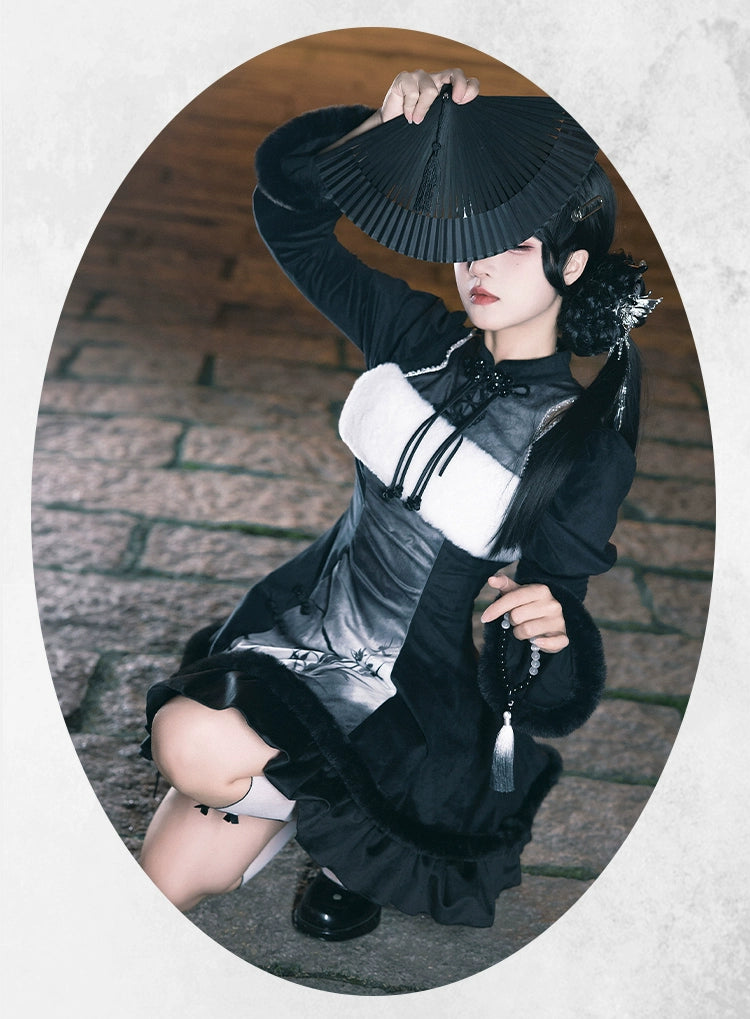 黒蘭 ショルダーカットワンピース