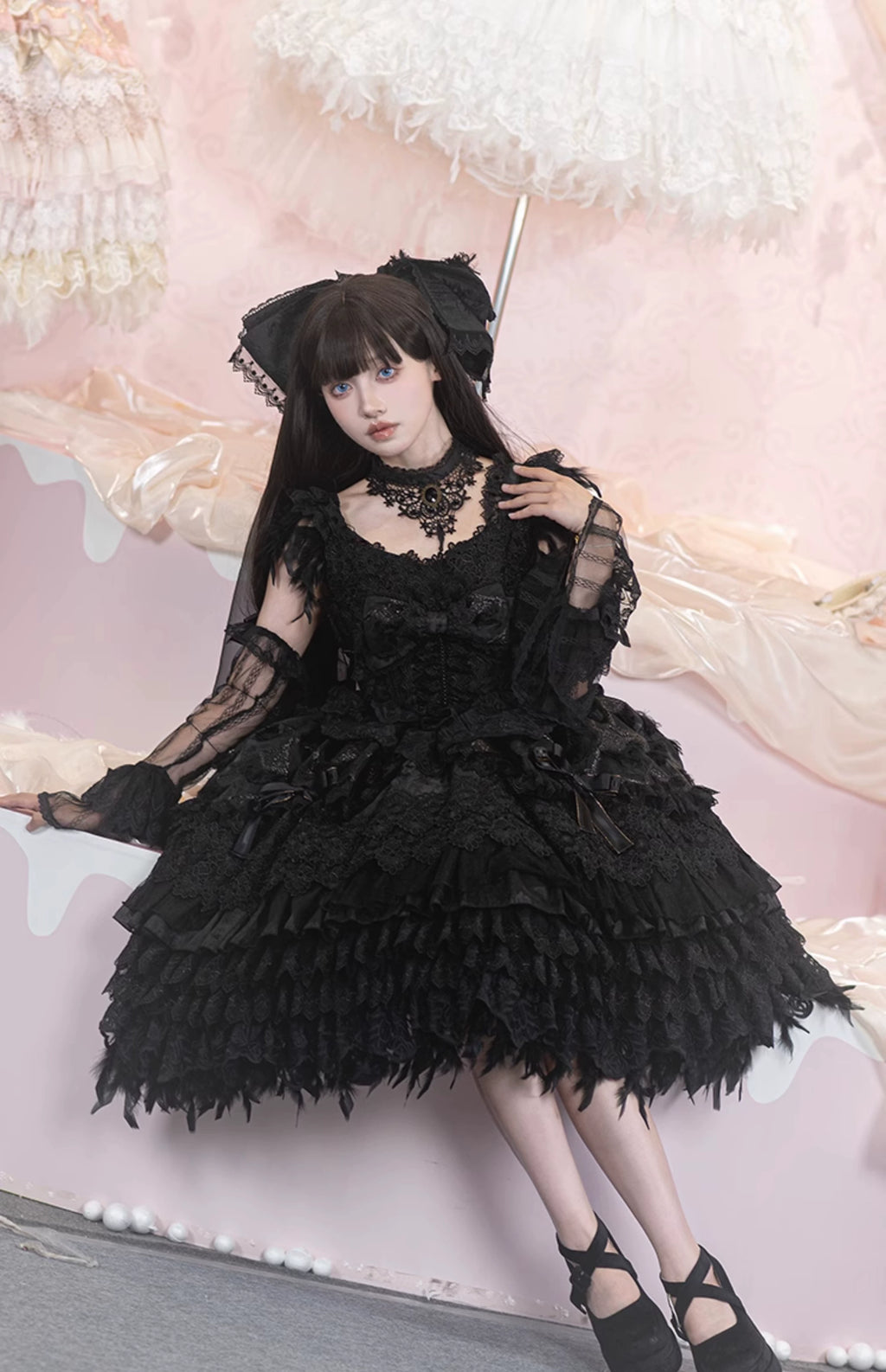 【再販・受注予約1/22まで】Peacock Feather プリンセスドレス・ブラック