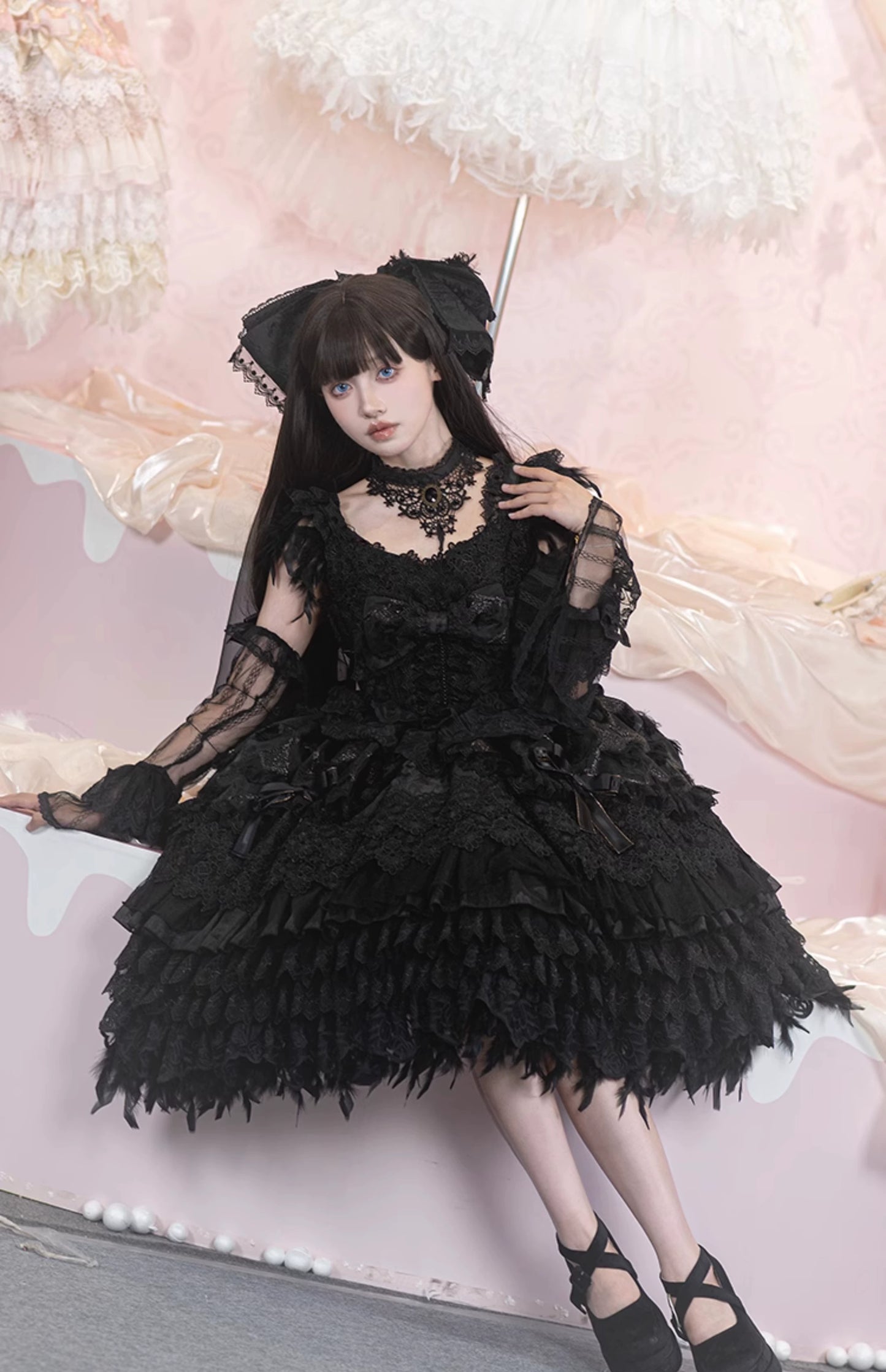 【受注予約6/18まで】Peacock Feather プリンセスドレス・ブラック