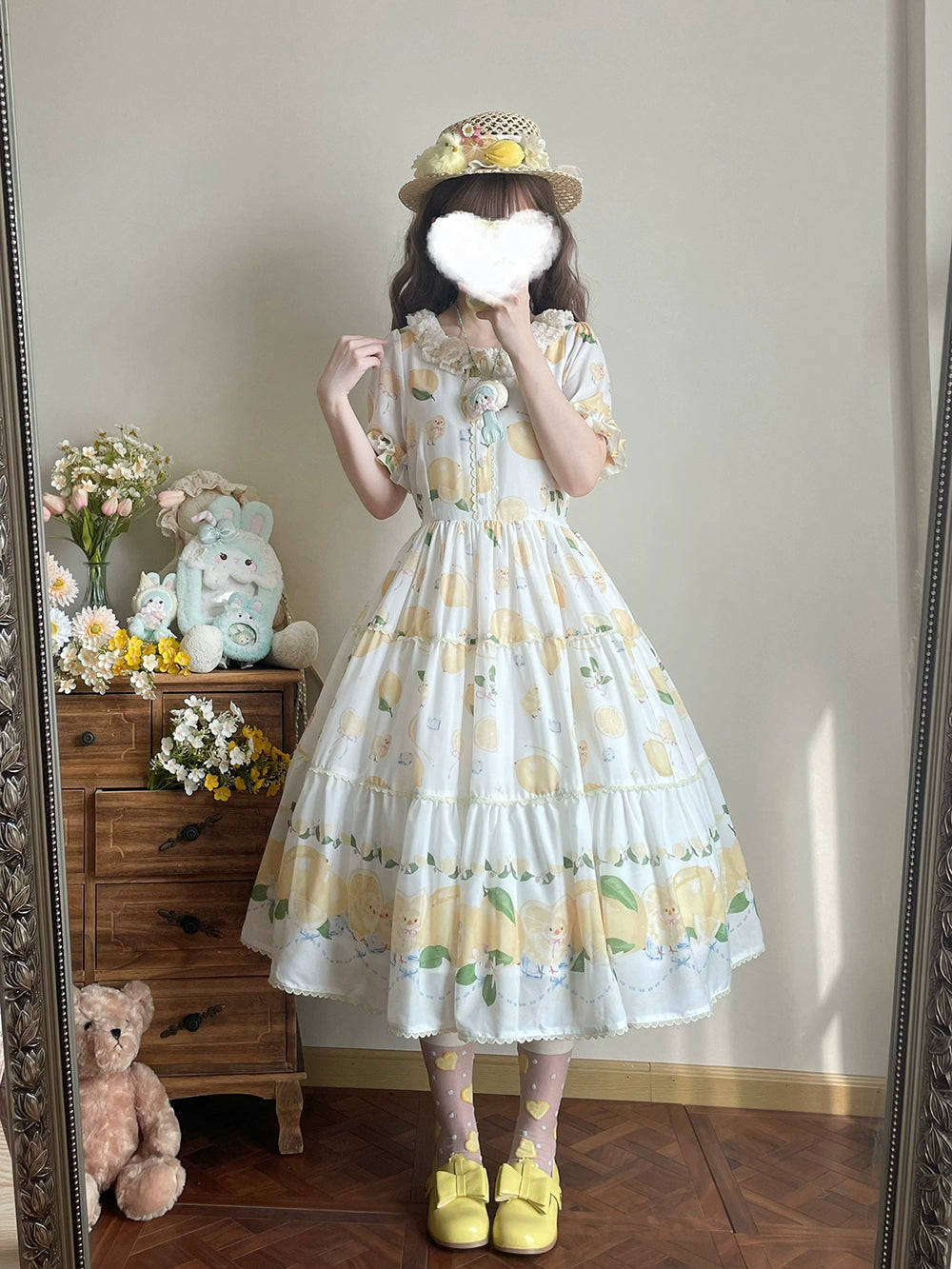 【予約販売】Lemon Sweetie プリント半袖ワンピース・デイリータイプ