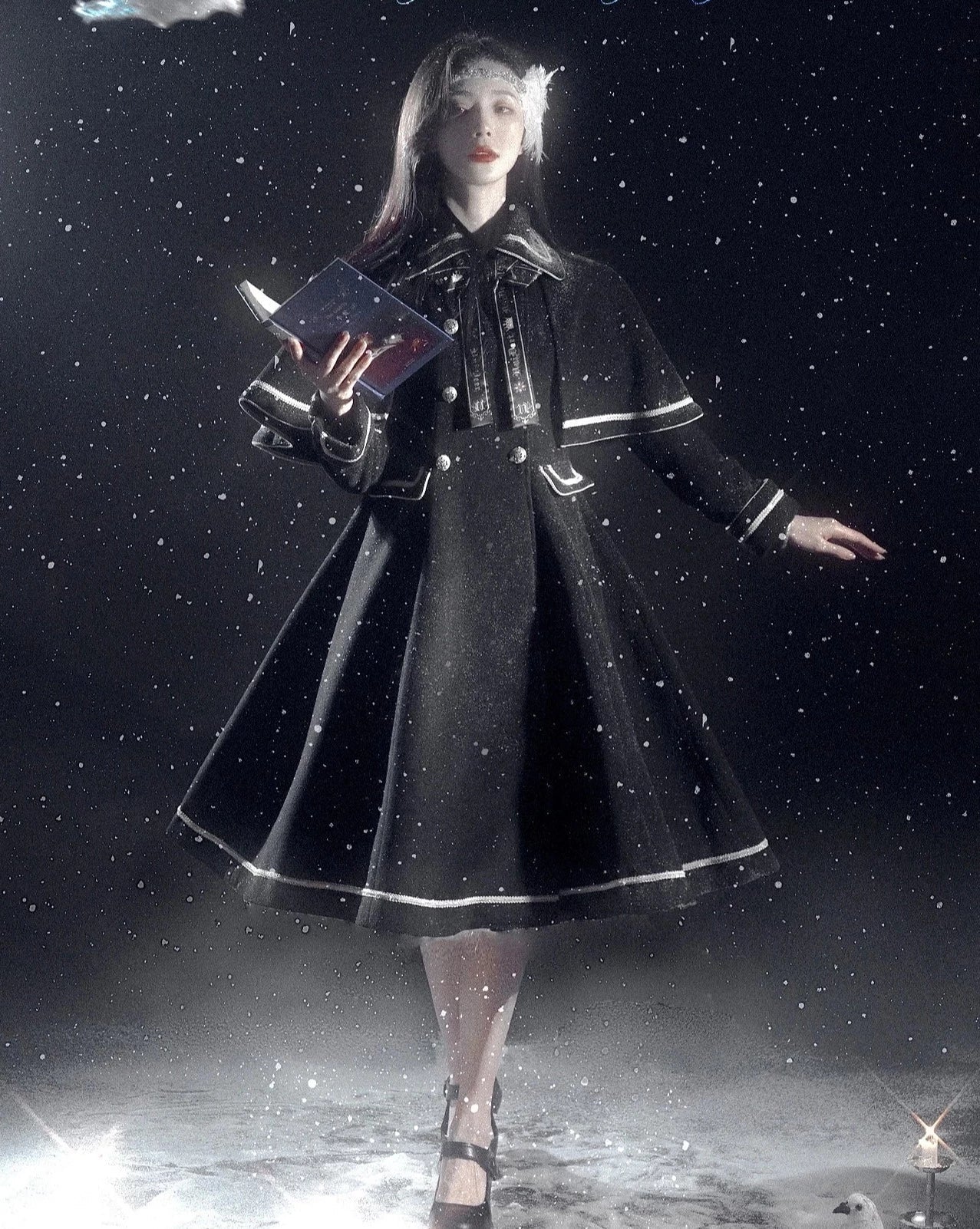 Galaxy Voyager Cape Coat with Ribbon