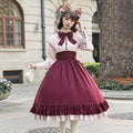 Rose red fake two-piece style dress