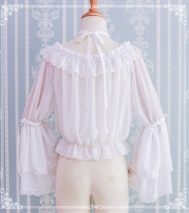 chiffon design shoulder blouse