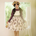 Sunny Rouge Grape pattern front button jumper skirt