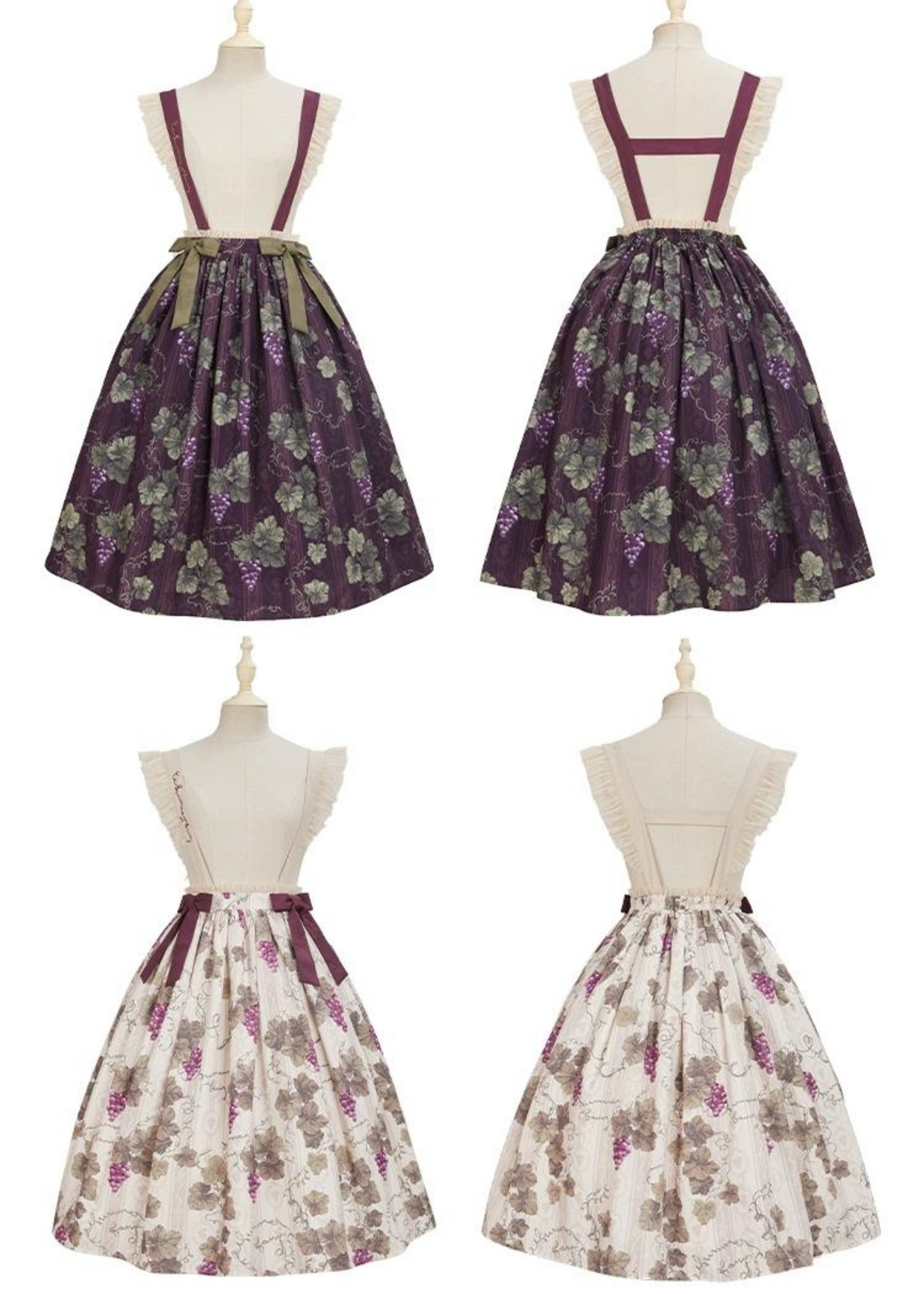 Sunny Rouge Grape pattern suspender skirt