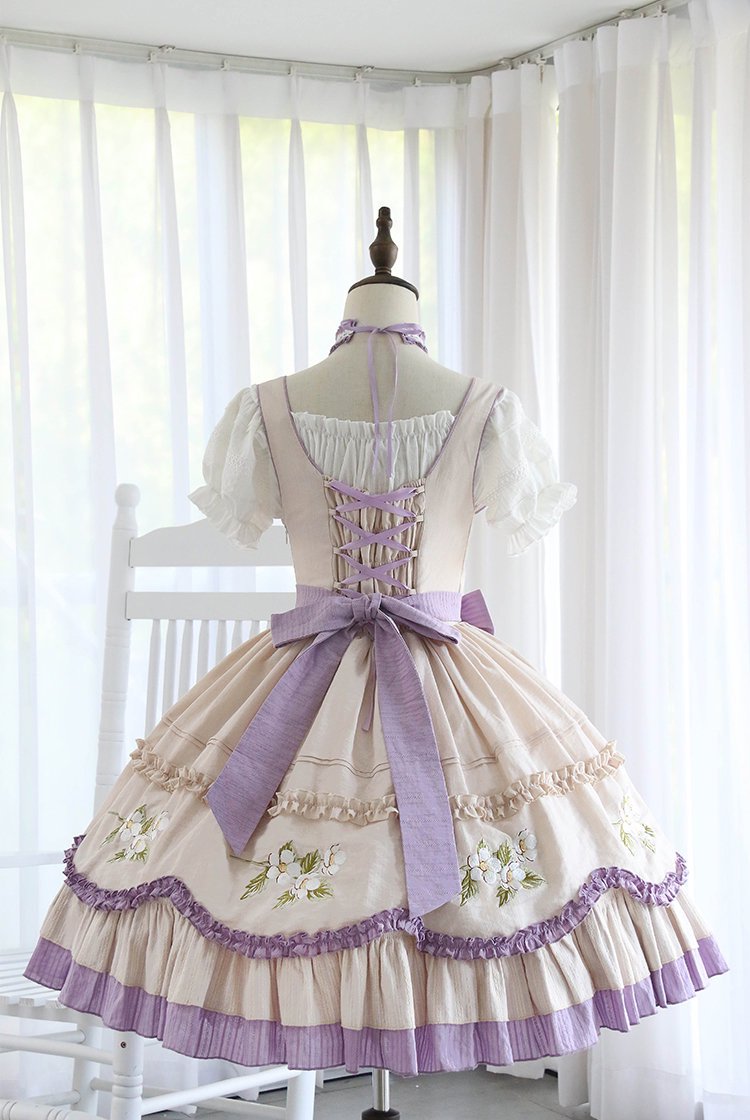 Floral Bavarian pastel color jumper skirt 3-piece set