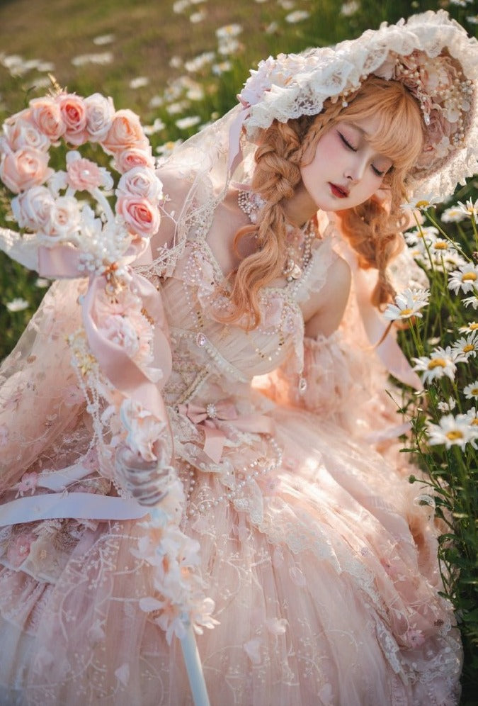 Spring Praise Flower and Lace Princess Dress - Pink