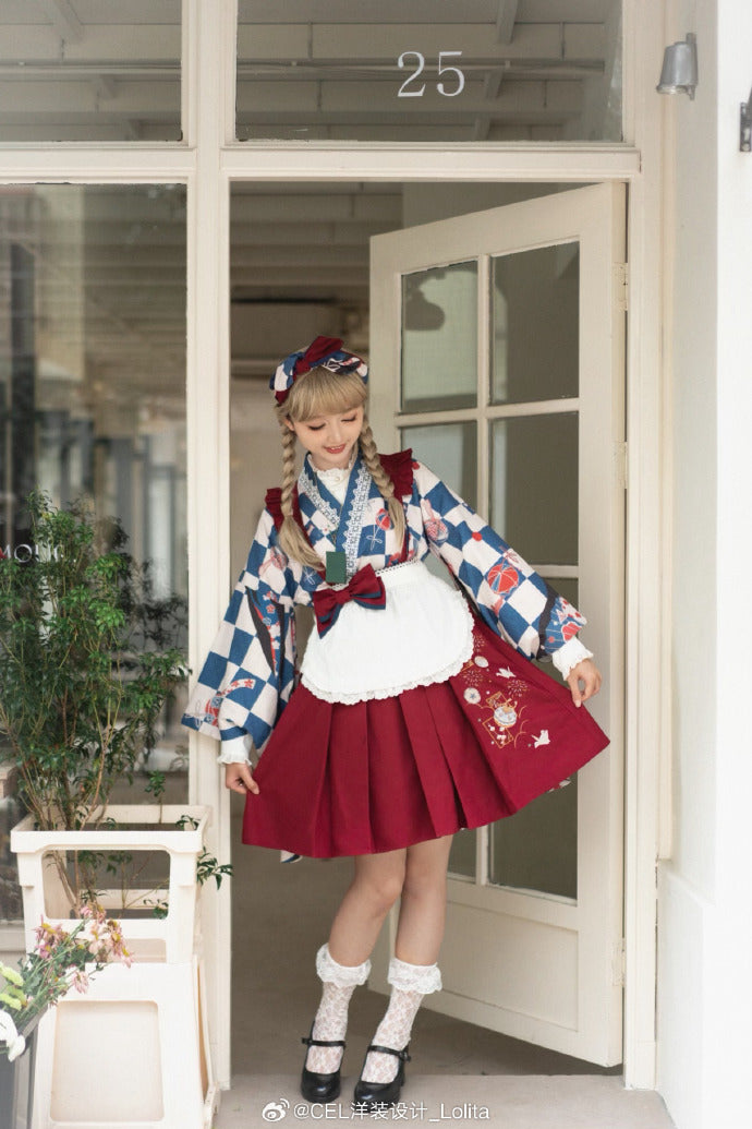 [Pre-orders available until 8/21] Temari embroidered hakama-style suspender skirt