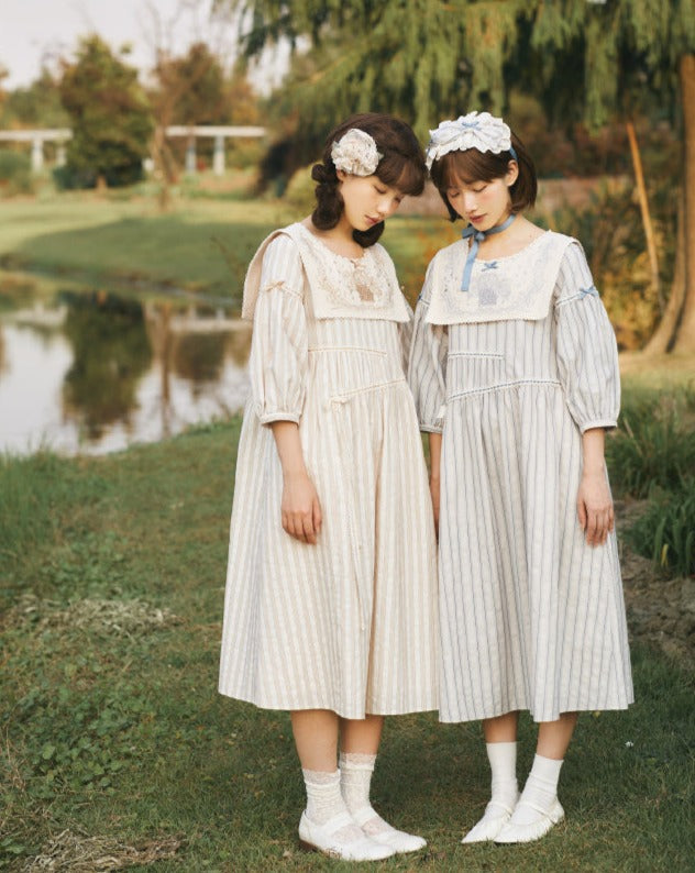 Go Picnicking Striped Half Sleeve Dress