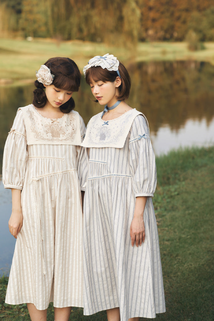 Go Picnicking Striped Half Sleeve Dress