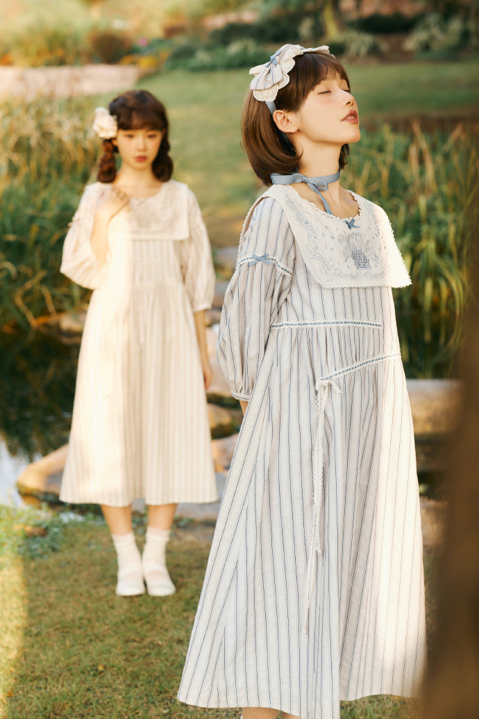 Go Picnicking Striped Half Sleeve Dress