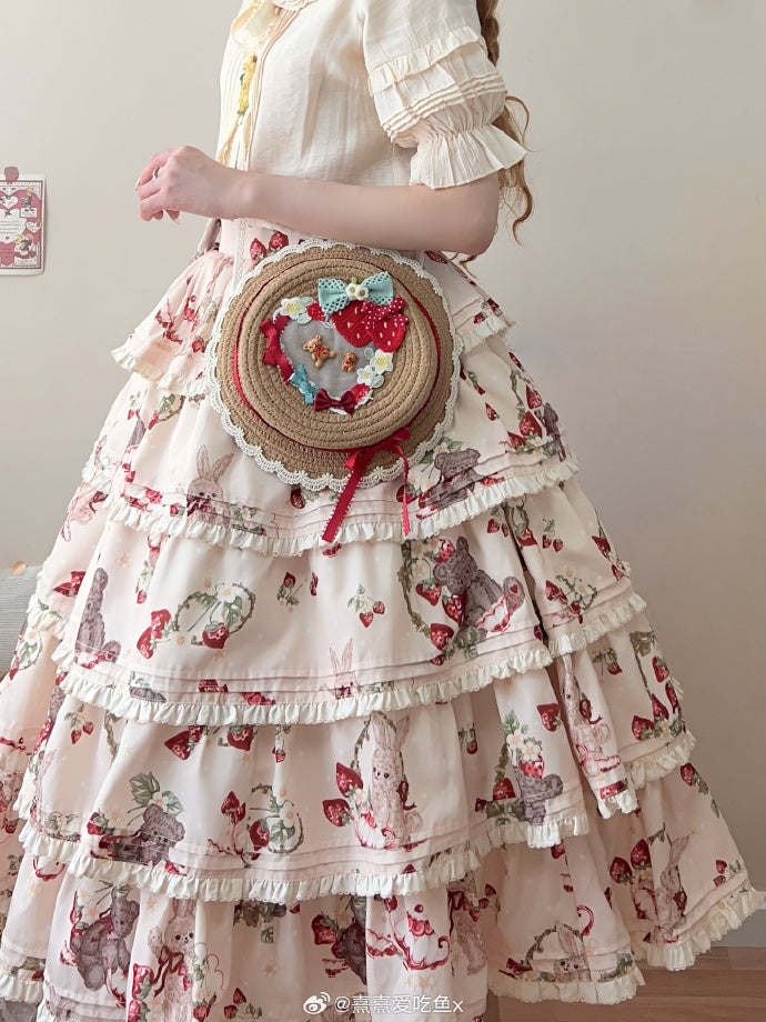 Bunny Bear Bunny Print Tiered Skirt