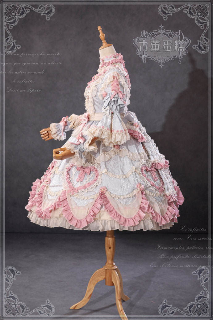 [Pre-orders available until 2/12] Antique Cake Heart Lolita Dress - Pastel Blue