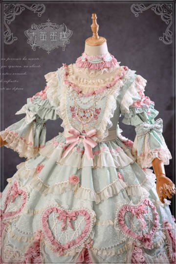 [Pre-orders available until 2/12] Antique Cake Heart Lolita Dress - Mint