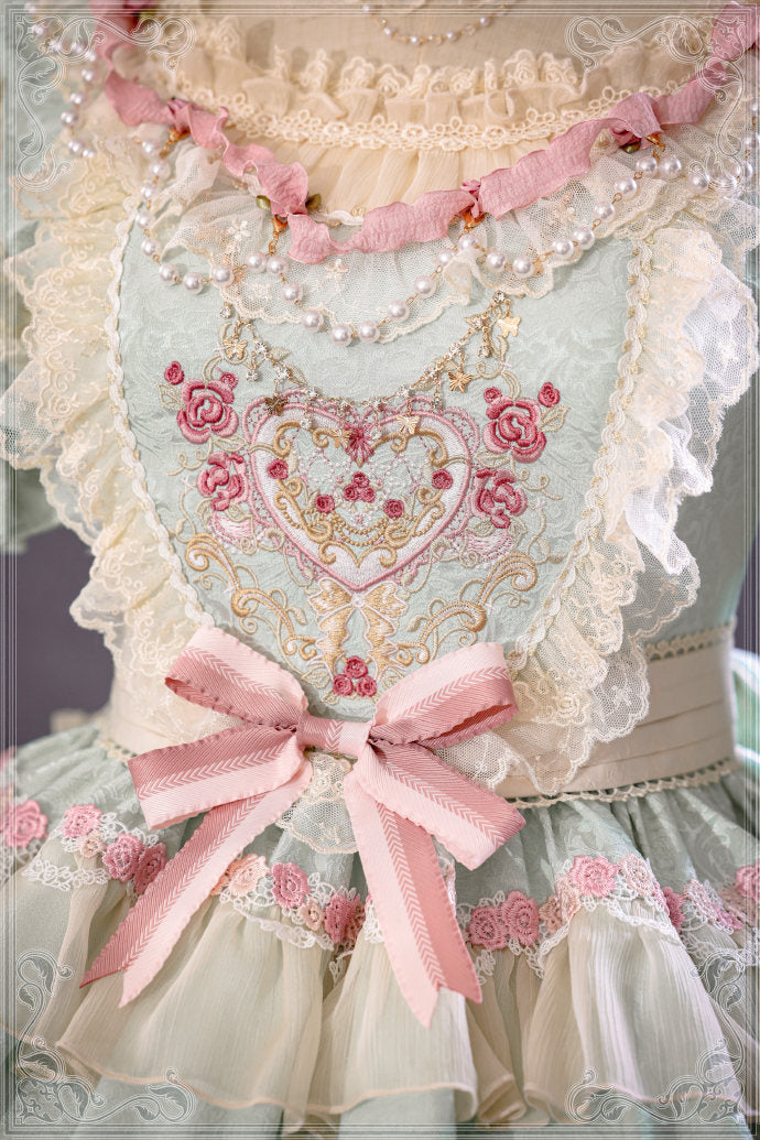 [Pre-orders available until 2/12] Antique Cake Heart Lolita Dress - Mint