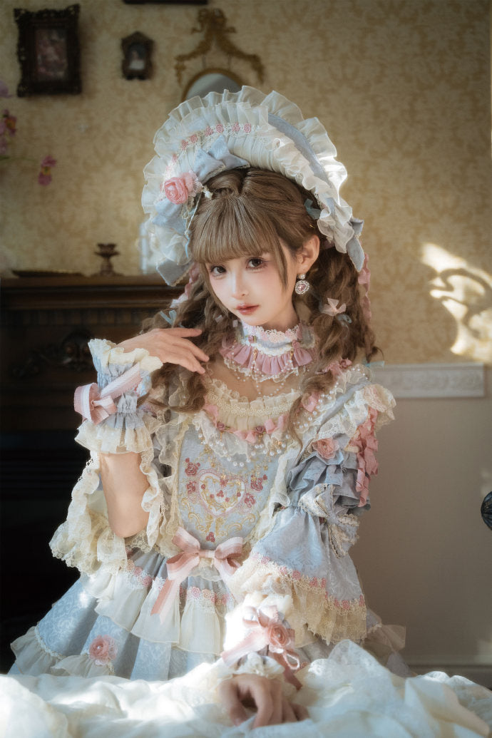 [Pre-orders available until 2/12] Antique Cake Heart Lolita Dress - Pastel Blue