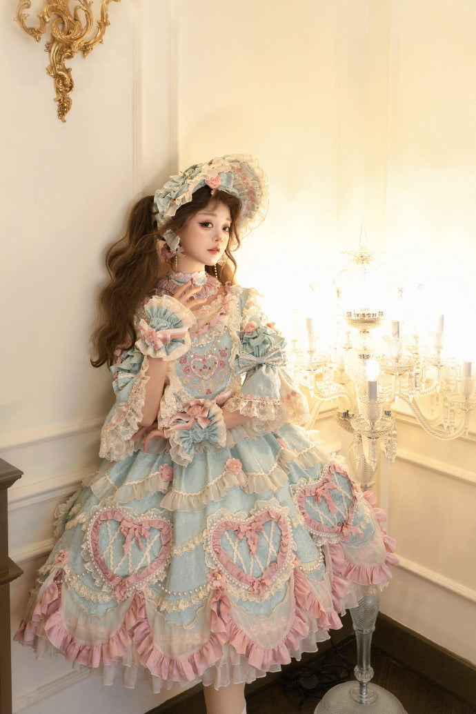 [Pre-orders available until 2/12] Antique Cake Heart Lolita Dress - Mint
