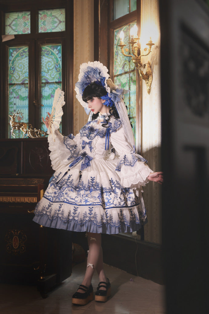 【受注予約8/27まで】 Blue and White ラグジュアリードレス・ショート丈